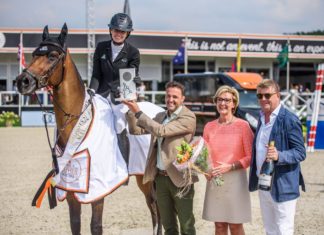 Tiffany Foster crecida en el Gran Premio del CSI3* Brussels Stephex Masters.