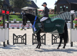Amanda Derbyshire y Oasis Spirit cabalgaron el $37,000 EquiSafe Global Power & Speed Stake CSI3*.